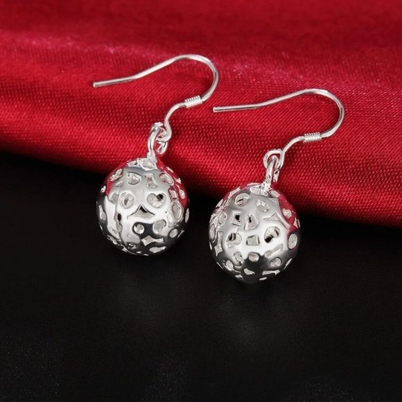 925 Sterling Silver classic fine ball earrings for Women Luxury Fashion … - Picture 4 of 6